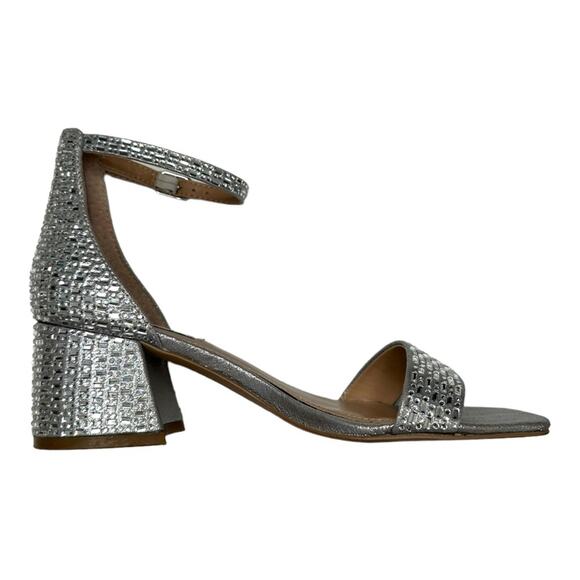 Steve Madden Imina Ankle Strap Silver Rhinestone Sandal Size 7.5 - Picture 10 of 13